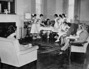 Afternoon tea was a longstanding McKim Hall tradition.	School of Nursing Catalog, The Record, 1963-64.