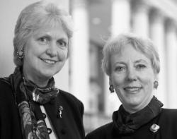 Associate Dean Doris Greiner and Dean Jeanette Lancaster.	Eleanor Crowder Bjoring Center for Nursing Historical Inquiry, University of Virginia School of Nursing.