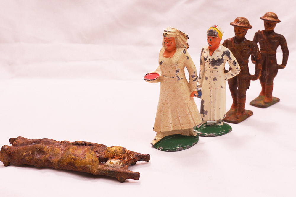 WWI era toy figurines of soldiers and nurses