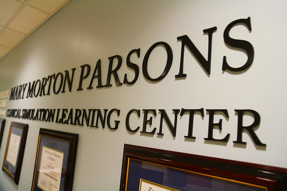 The simulation center's sign