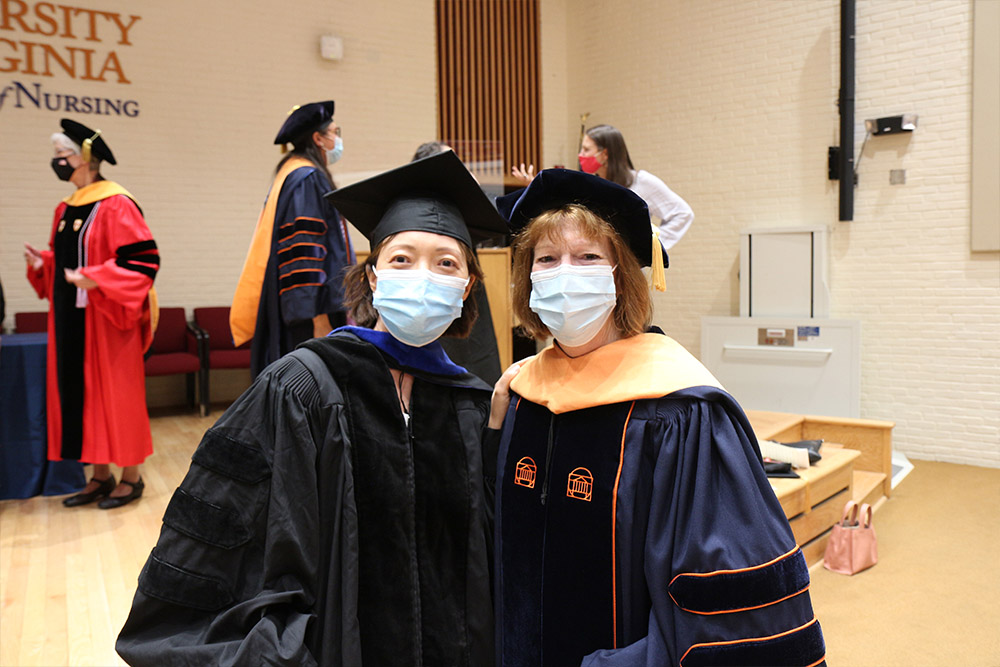 DNP and PhD graduates in the class of 2021, Hui Zhao and Mary Dixon.