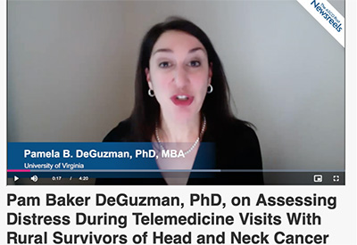 An image of prof. Pam DeGuzman explaining the Telehealth intervention she created for cancer survivors.