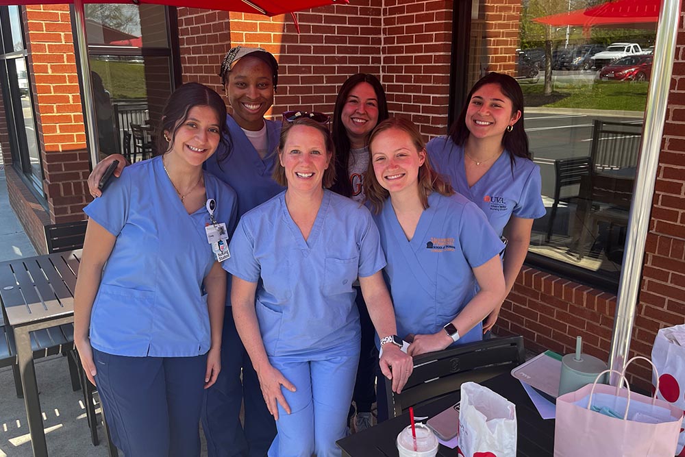 A group of nursing students with their professor