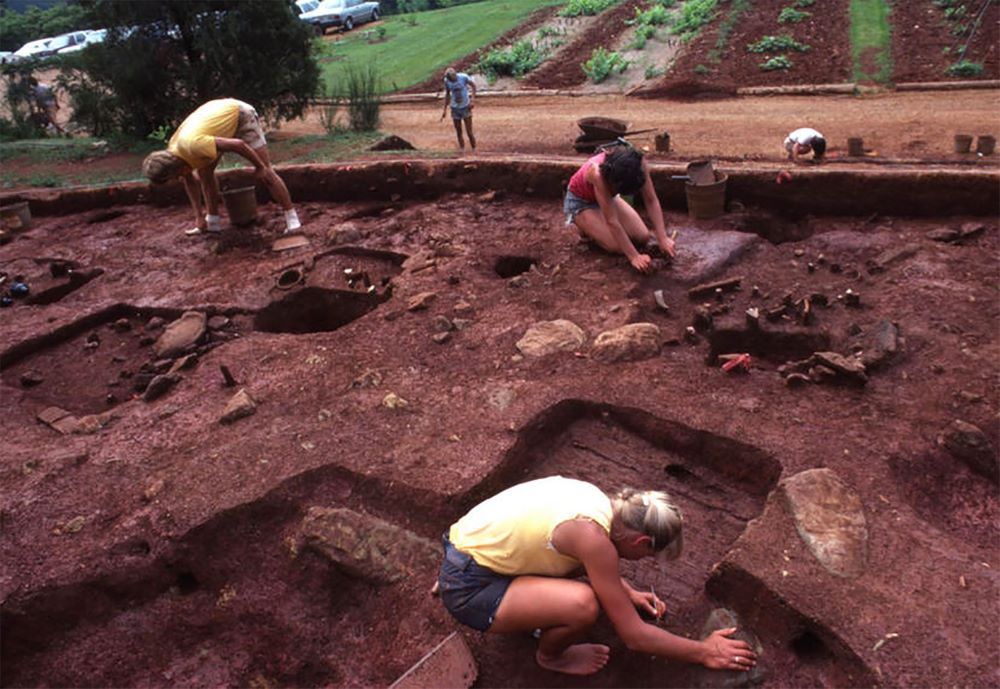 Archeological dig of foundations of enslaved quarters at Monticello