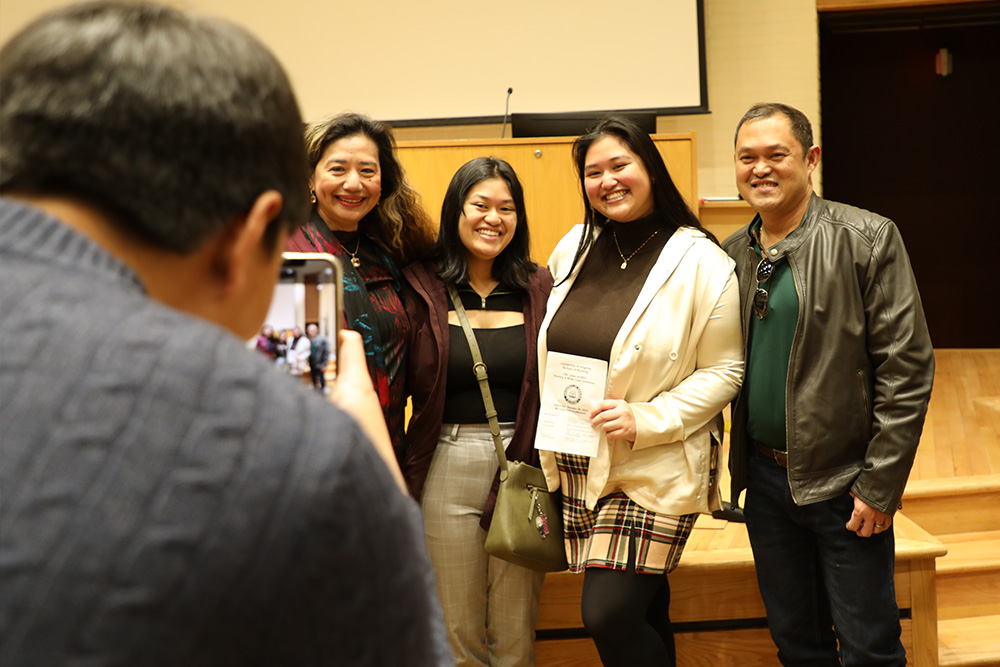 Hilado and family at the CNL White Coat and pinning ceremony in January 2023