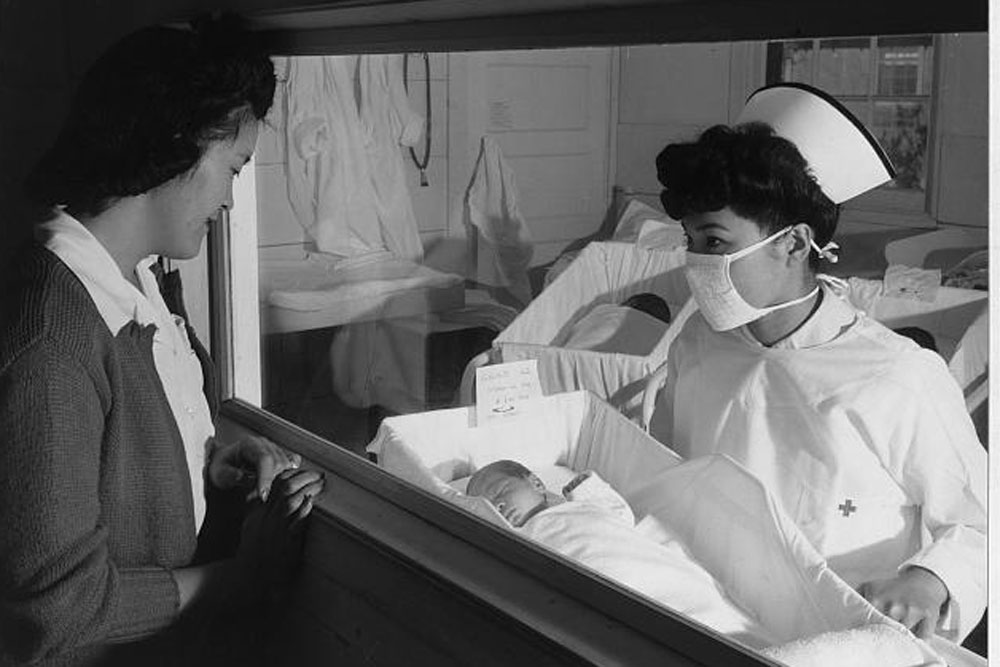 Nurse and mother in labor and delivery ward, Manzanar