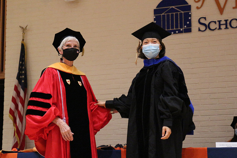 PhD class of 2021 graduate Hui Zhao and advisor-mentor Pamela Kulbok.