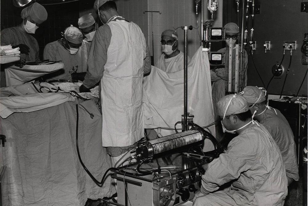 Open-heart surgery on a patient at Ohio State University Hospital