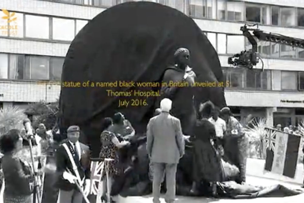 The unveiling of a statue of Mary Seacole at St. Thomas' Hospital in London in 2016.