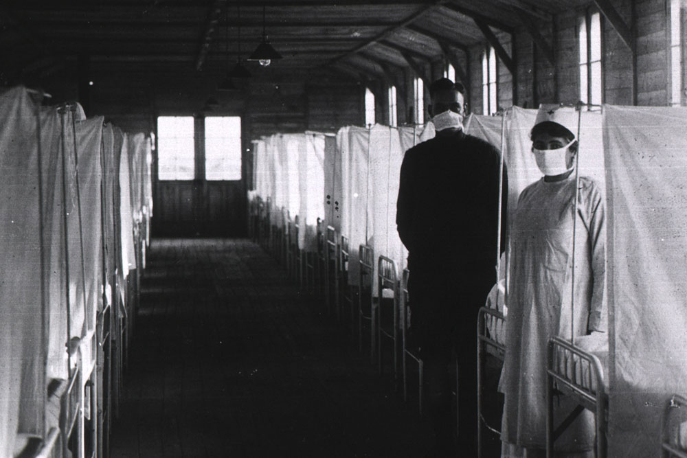 A flu ward in base hospital 26, Allerey,in 1918