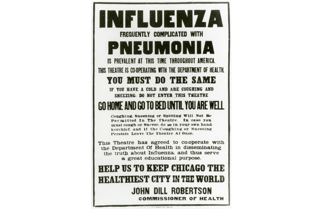 Influenza poster from Chicago in 1918