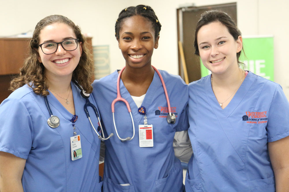 A trio ot UVA Nurisng undergraduates, members of the Diversity in Nursing for a Better Community group.