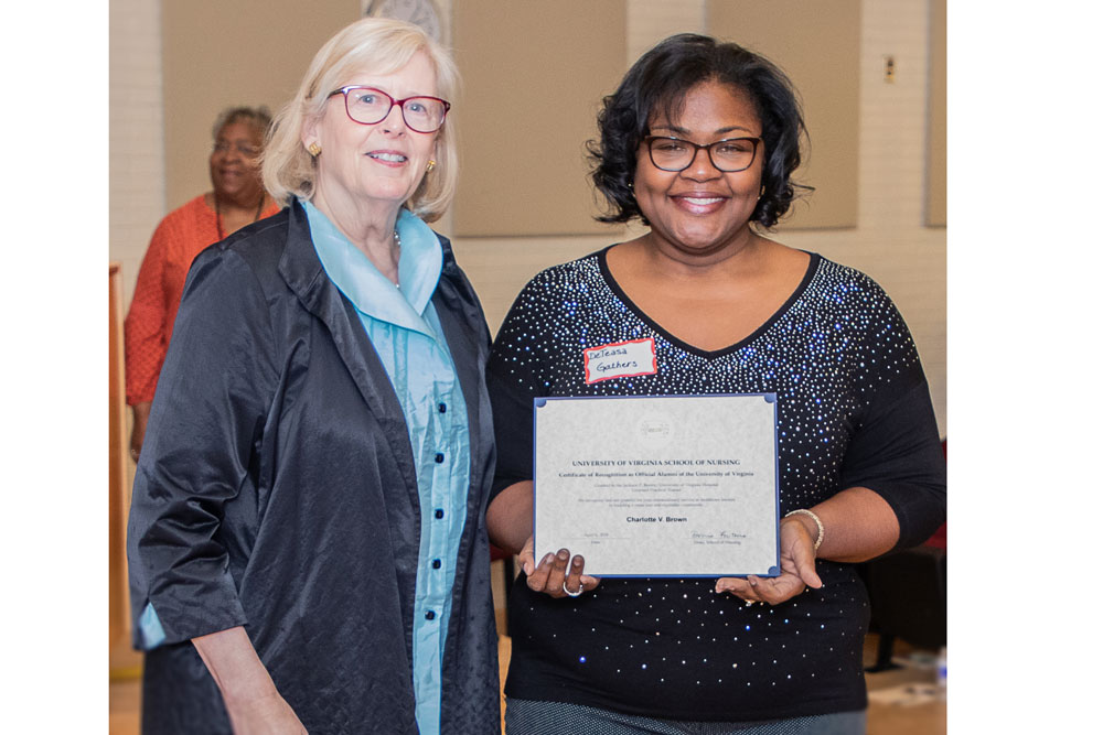 Ms. DeTeasa Gathers honors Burley LPN graduate Charlotte Brown.