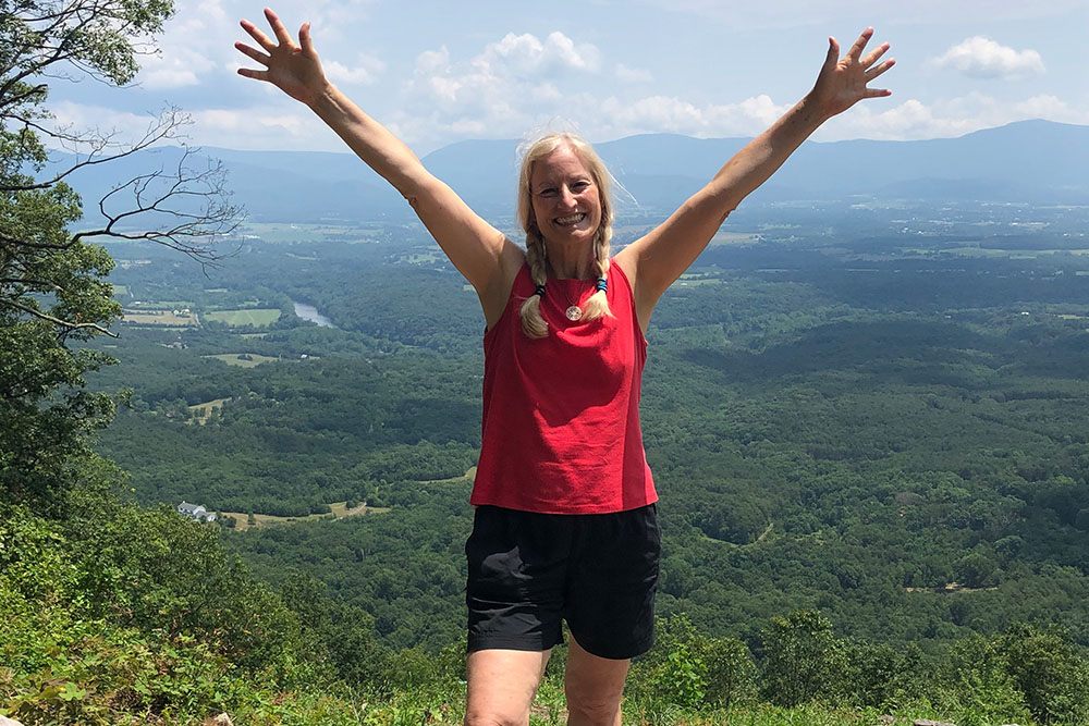 Mala Cunningham, CCI ambassador, on a hike in the Blue Ridge.