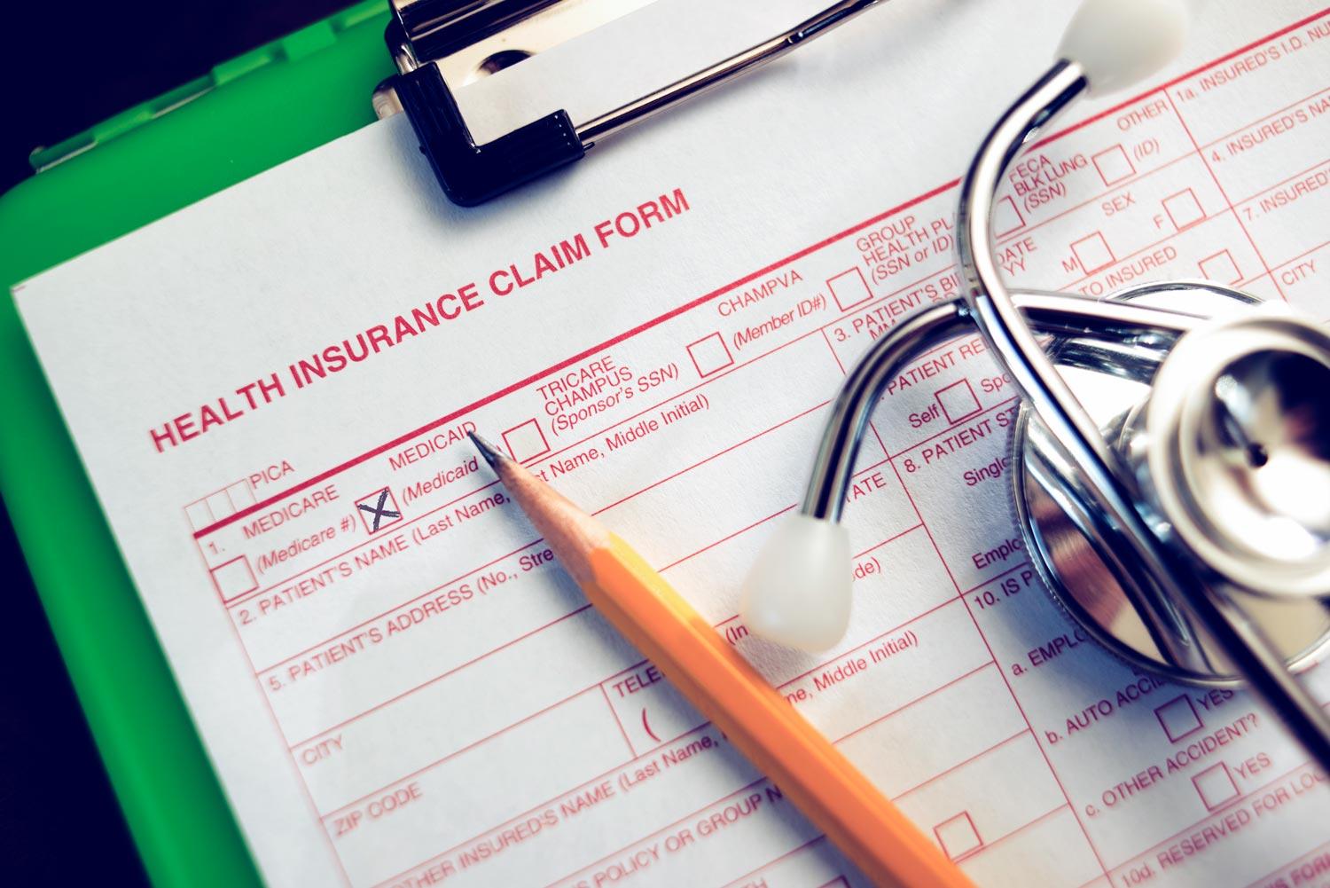 Health Insurance Claim Form with Medicaid box checked