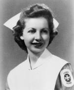 A 1947 student wears the Cadet Nurse patch on her uniform. Opal Wages, DIPLO 1947. Louise Aylor Collection. Eleanor Crowder Bjoring Center for Nursing Historical Inquiry, University of Virginia School of Nursing. 
	
