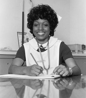 Throughout the 1970s the nursing student population became more diversified as minorities and men were attracted to the program.	Eleanor Crowder Bjoring Center for Nursing Historical Inquiry, University of Virginia School of Nursing. Ralph Thompson, Photographer.