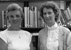 The first nursing doctoral graduate, 1985 PhD Sara Knight with Dean Chioni.	Eleanor Crowder Bjoring Center for Nursing Historical Inquiry, University of Virginia School of Nursing.