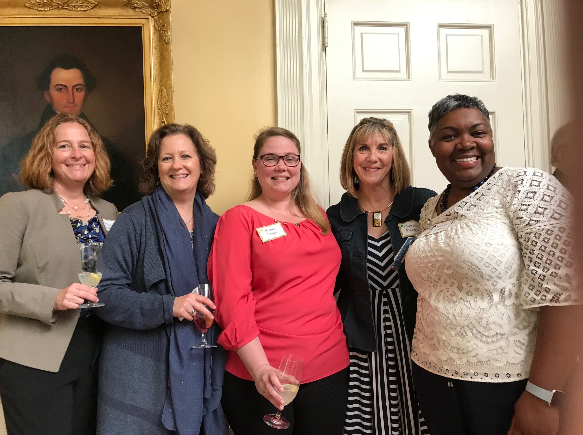 A photo of Jenn Kastello, Barb Reyna, Sarah Craig, Maureen Metzger, and Tomkea Dowling, from a Center for Teaching Excellence event May 15, 2019.